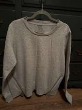 Michael Kors Sweatshirt Womens Large Heather Gray Zip Detail with Logo Charm