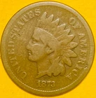 1873 U.S. INDIAN HEAD CENT PENNY 1c COIN (VG/Fine)