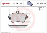 Vorderachse Brembo P 50 094X Bremsbelagsatz, Scheibenbremse FüR MERCEDES-BENZ