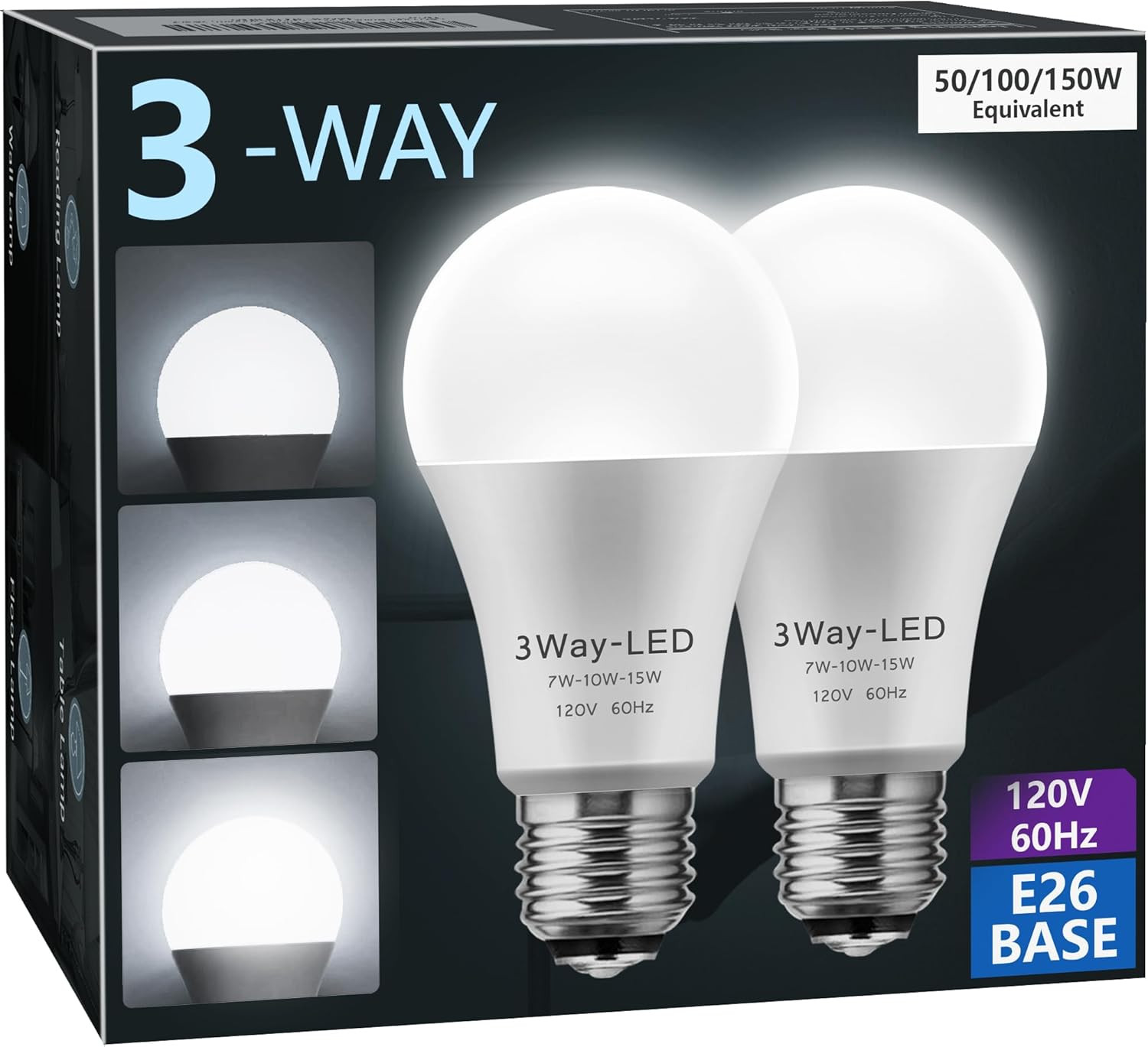 , 3 Way Led Light Bulbs 50 100 150w Equivalent, Three Way A19 Lig