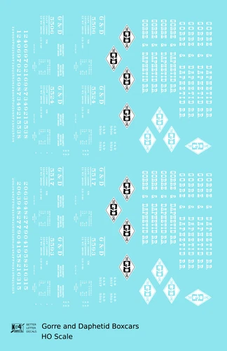 K4 HO Scale Decals Gorre and Daphetid Single Door Boxcar White