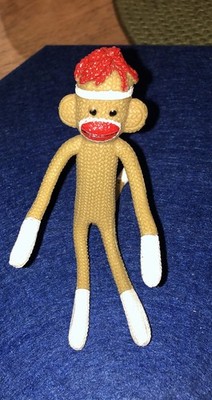 Toysmith 4.5  Bendy Vinyl Brown Monkey Mini Figure Toy w/Red Braided Hair