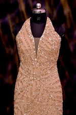 Handmade Beaded Long Sleeveless Evening Gown Luxury Designer Dress