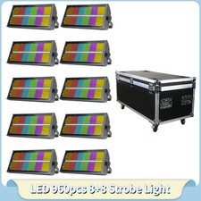 10 Pack 8 8 Segment 1000W 960pcs RGB LED Strobe Wash Light DMX with Flight Case