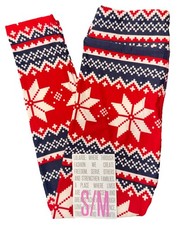 NEW LuLaRoe Kids S/M 2-8 Navy Deep Red White Fair Isle Snowflake Leggings