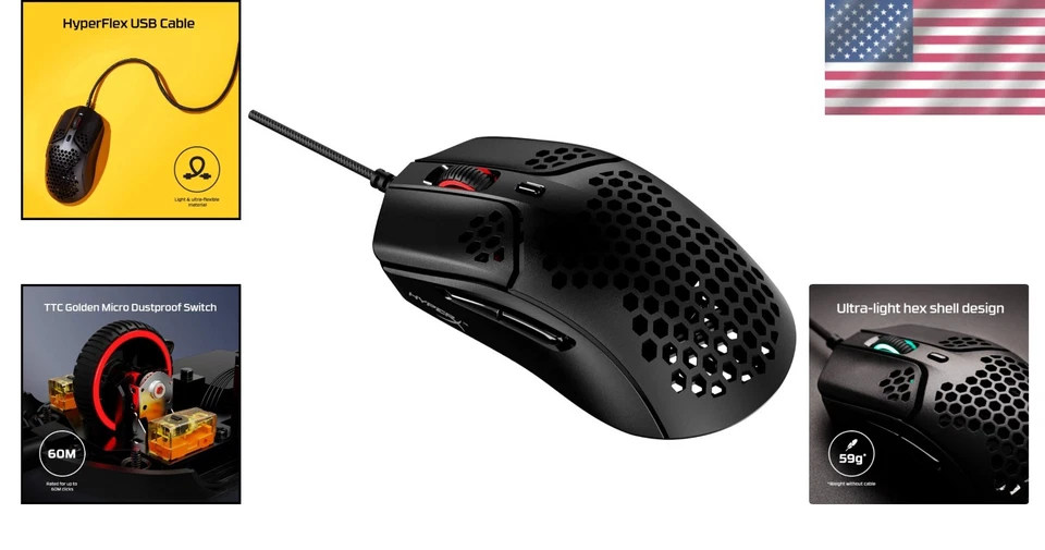 HyperFlex USB Cable Mouse 6 Programmable Buttons - Image 2 of 4