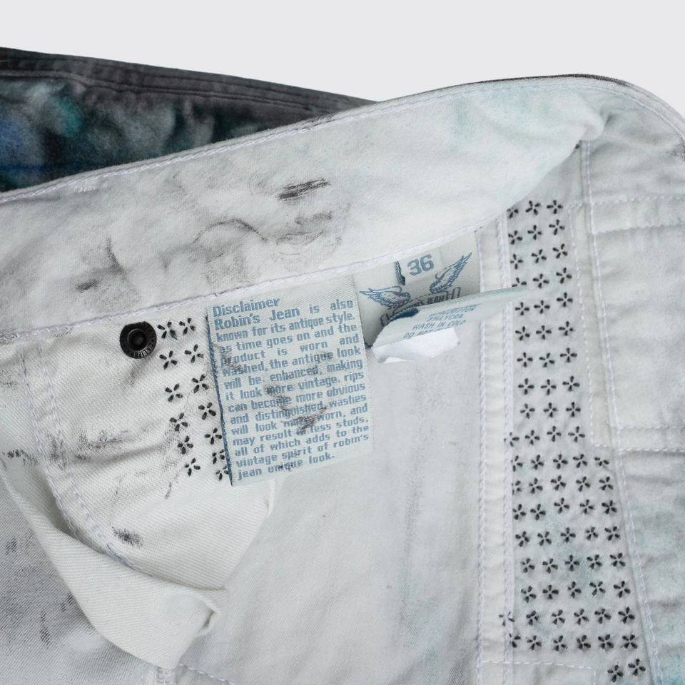 Motocicleta Robin's Jean Motard W36 verde tie dye salpicaduras tachonadas hecha en EE. UU. Foto 3 de 4