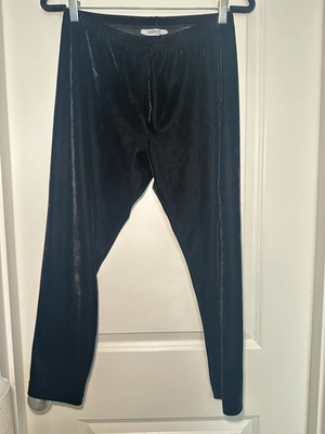 #ad Style amp; Co Black Velour Pants Leggings Comfort Stretch Petite L Pull On $9.50