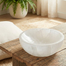 Selenite Round Bowl Crystal Charging Dish Cleansing Plate Healing Meditation