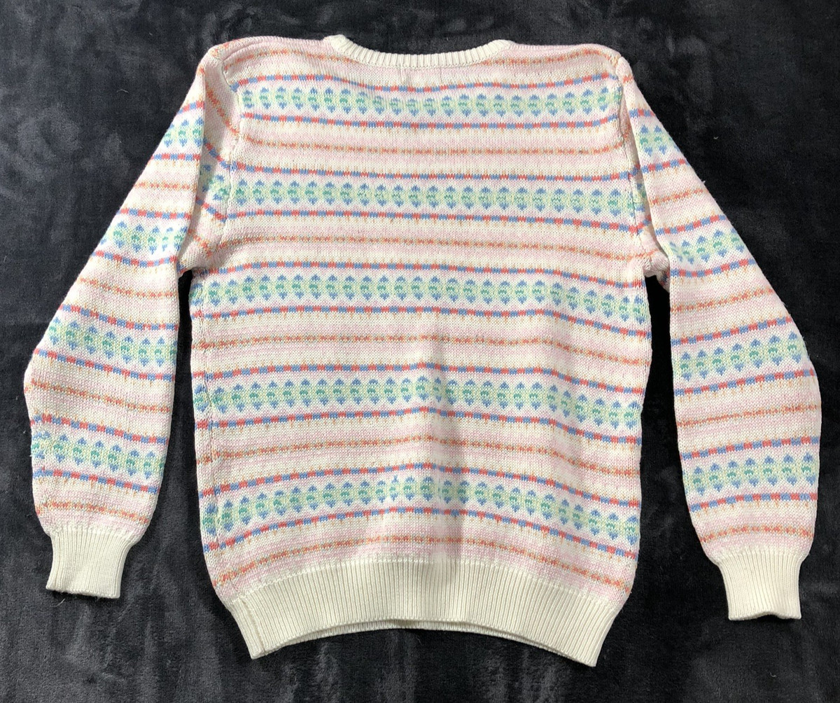 Town House Sweater Women's Size 40 (Medium) White Pink Blue Green Pastel Eggs View 4