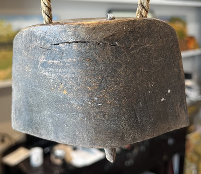 Antique Hand Carved Wooden Cow Bell Primitive Rustic Farm Decor