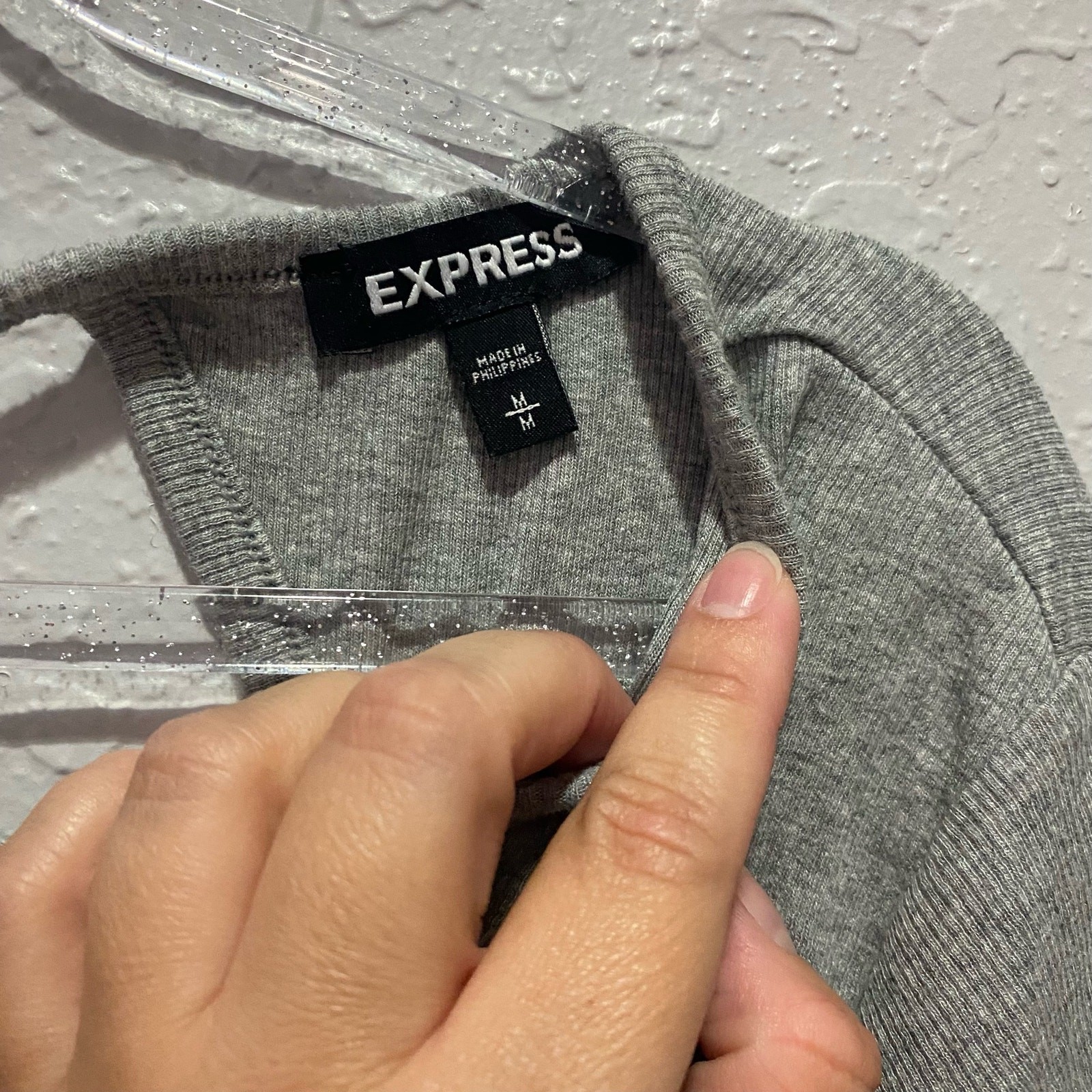 Express Cropped Gray Tee Size Medium - image 4