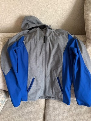 Magellan Outdoors Jacket Full Zip Hooded Gray Blue Boys Size L