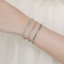 3mm Real Moissanite Tennis Chain Bracelet Women 925 Sterling Silver -Pass Tester