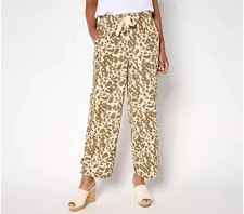 LOGO by Lori Goldstein Printed Cotton Utility Ankle Pants Neutral M A692526