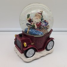 Musical Snow Globe With Santa Claus In Red Car Plays Santa Is Coming To Town
