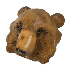 Japanese Wooden Carved Ainu Bear Wall Hanging Decor Vtg Hokkaido Brown AB125