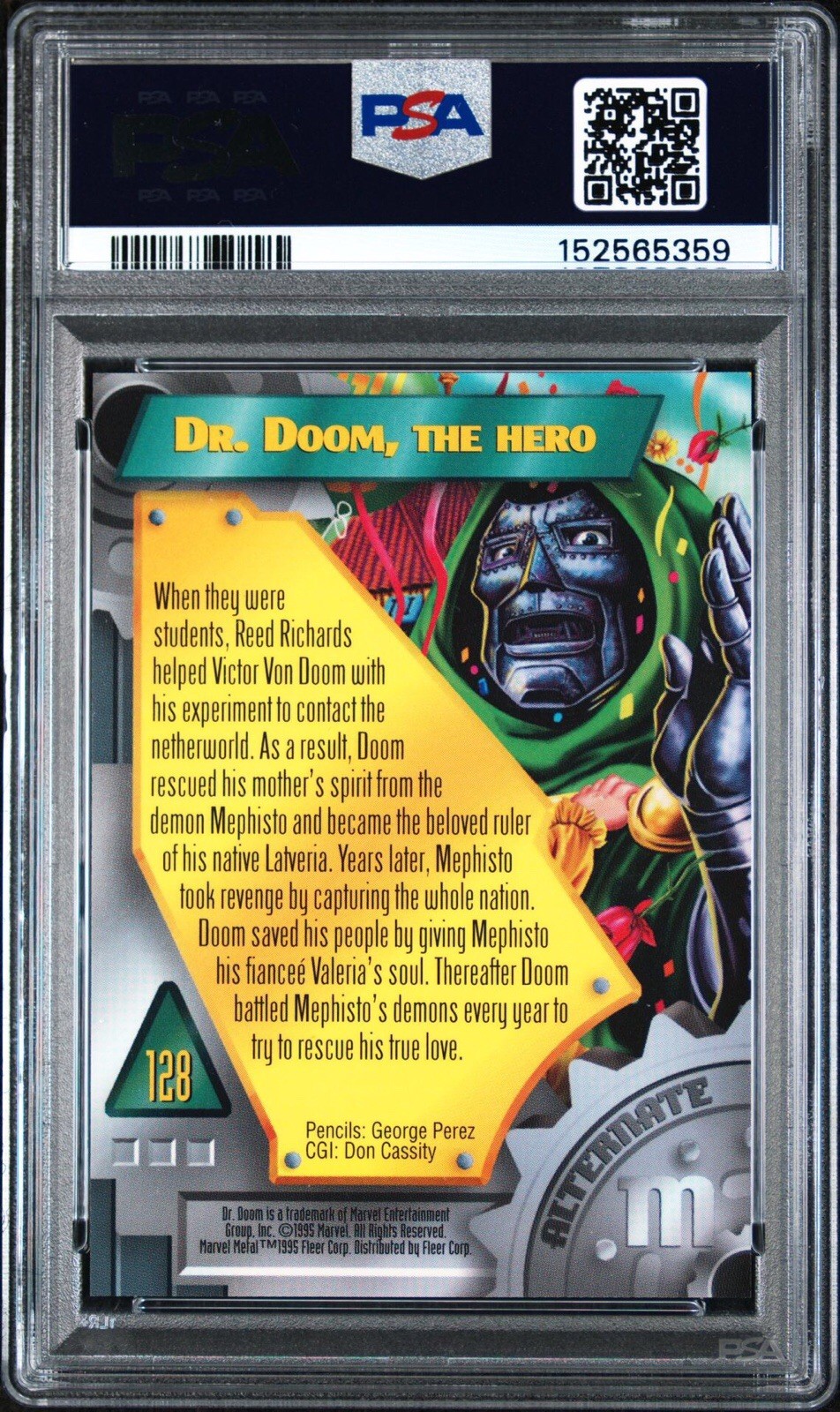 1995 Marvel Metal #128 Dr. Doom PSA 8 view 2