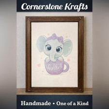Baby Elephant Wall Art 9x12 Nursery Decor