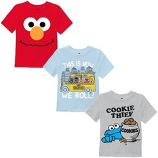 Sesame Street Toddler Boys’ T-Shirt 3-Pack (Sizes 2T–5T)