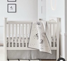Pottery Barn Kids Gray European Flax Linen Crib Toddler Bed Skirt Dust Ruffle