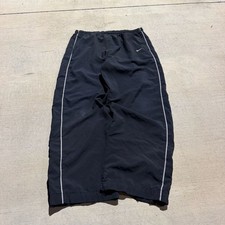 Nike Vintage Track Pants Size L Black Windbreaker Piping Y2K
