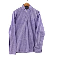 Johnnie-o Mens Golf Quarter Zip Pullover Heathered Purple Size M Polyester Blend