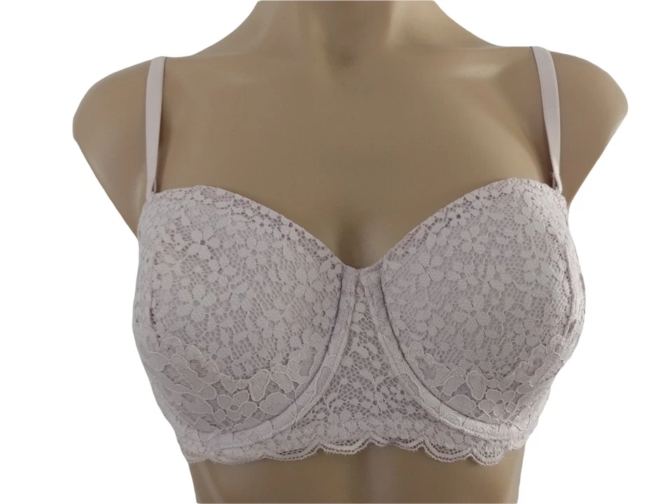 Sujetador VICTORIAS SECRET 34DD Body By Victoria Forrado Balconette 3 Vías Sin Tirantes ROSA Foto 3 de 4