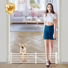 Extra Wide Metal Dog Gate with Door, 34-55 for Stairs Doorways