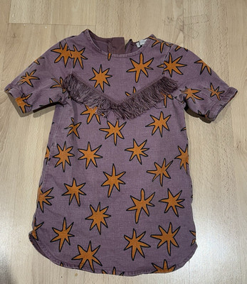 STELLA MCCARTNEY KIDS Girls Short Sleeve Lavender Denim Star  fringed dress  4