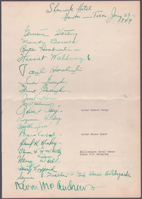 GLENN McCARTHY - AUTOGRAPH CIRCA 1949 WITH CO-SIGNERS