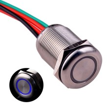 Touch Switch UT19W1 Momentary Switch DC 6V to 24V Blue LED Suitable for 19mm ...