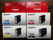 Genuine Canon MAXIFY PGI-1200 Black Cyan Magenta Yellow OEM 4 Ink Cartridge Set
