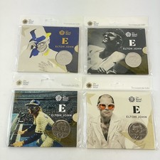 United Kingdom £5 Coin 2020 Elton John Set Of 4 BU Card Sleeve
