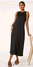 Womens Roman Black Stretch Midi Dress Size 12 BNWOT RRP £25 Gorgeous