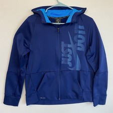 Nike Youth XL Blue Dri-FIT Full Zip Training Hoodie -  Just Do It  Dot Print EUC