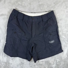 AFTCO Bluewater Shorts Mens Large Navy Cargo Fishing Outdoor Quick Dry Pockets