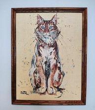 Vintage Dita 420 "The Pussy Cat" Framed Wall Art 20" x 26" Canvas Print Tabby