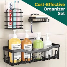 5 Pack/Set Shower Caddy Adhesive Shower Organizer for Bathroom Kitchen Black