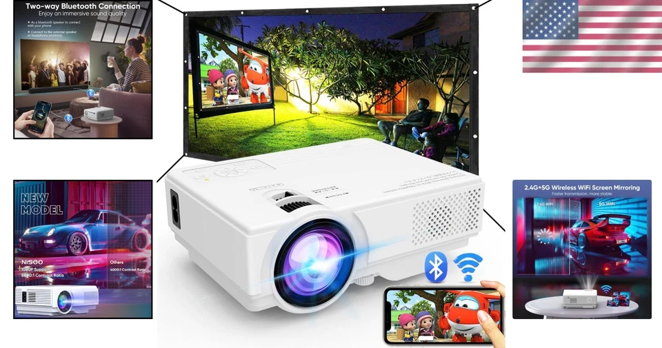 Mini WiFi Bluetooth Projector 1080P Sync Smartphone Screen - Image 2 of 4