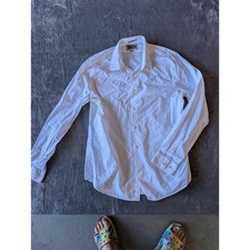 Express 1MX Mens Fitted Dress Shirt White Long Sleeve Button Down Size L 16-16.5