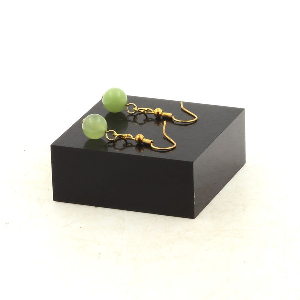 Ohrringe 1 Perle Prehnit Aus Afrika 8 Mm Aus Edelstahl Made In Germany-image