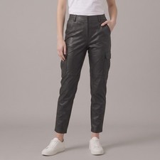 American Eagle Faux Leather Cargo Pants 0 Short High Waist Stretch Edgy Y2K