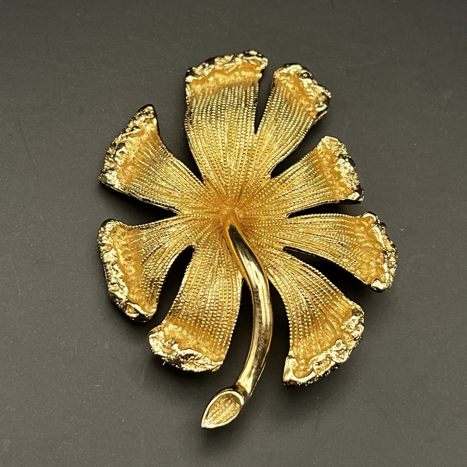LARGE STATEMENT MONET FLORAL BROOCH HIBISCUS FLOW… - image 1