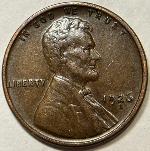 1926-S Lincoln Cent Wheat CENT. Semi- Key Date. Au Original