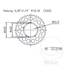 20604-Transmission plate crown 40T P-520 Ø100 MM Ø120 MM compatible with APRILIA