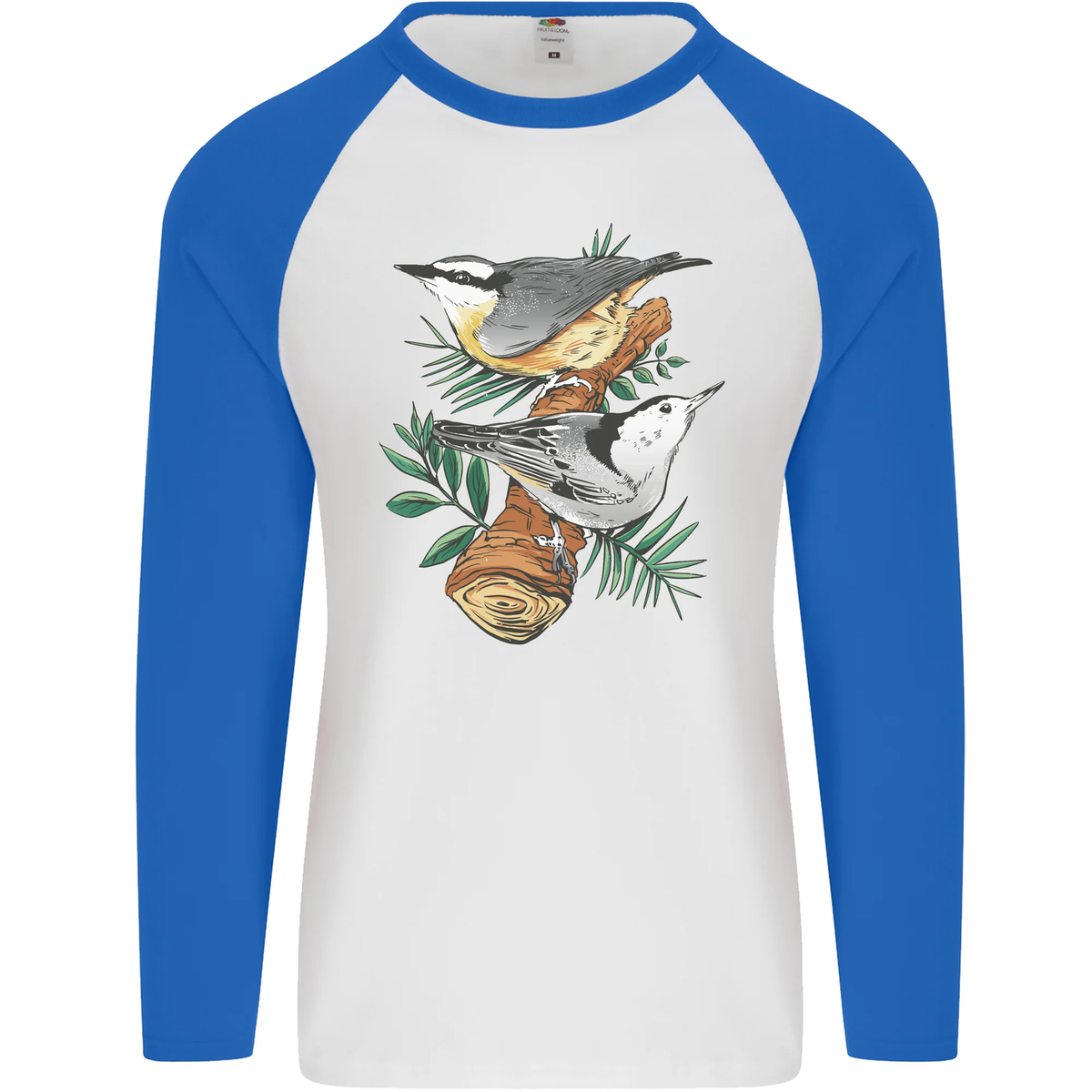 Nuthatch Garden Bird Watching Mens L/S Baseball T-Shirt