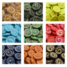 Rutkovsky 111-95021 Fossil Shell Pressed Beads Czech Glass 18mm Size 6 pieces