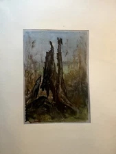 Franz Ehmke 1928-2018 GDR Painter° Tree Lightning Stubben Tree Stump at the Lake