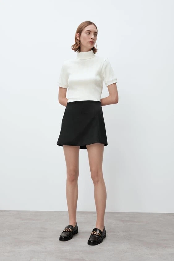 Zara high neck t shirt Size L UK 10 12 eBay